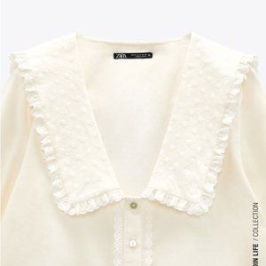 BRAND NEW Zara Blouse with Embroidered Lapels